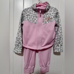 Nike Pink & Gray Leopard-Print Girls' Zip Track Jacket and Pants set